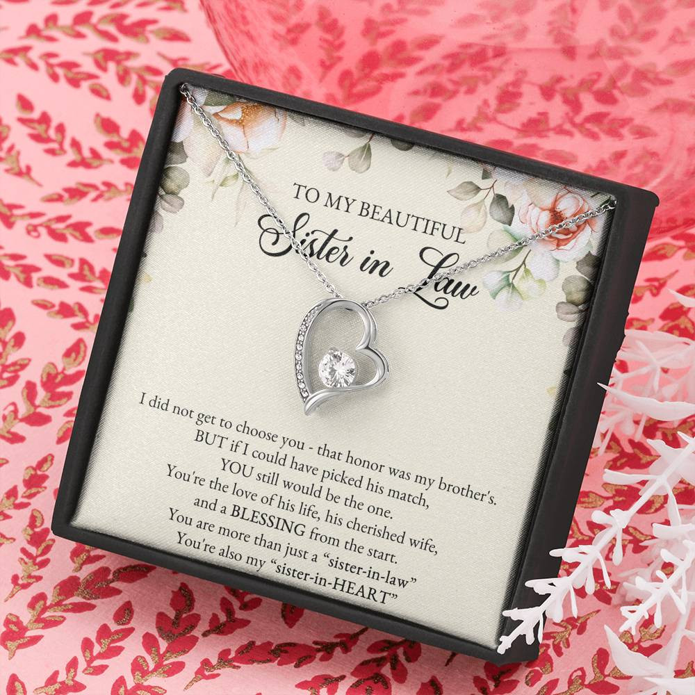 To My Sister-in-law Gifts, I Did Not Choose You, Forever Love Heart Necklace For Women, Birthday Present Idea From Sister