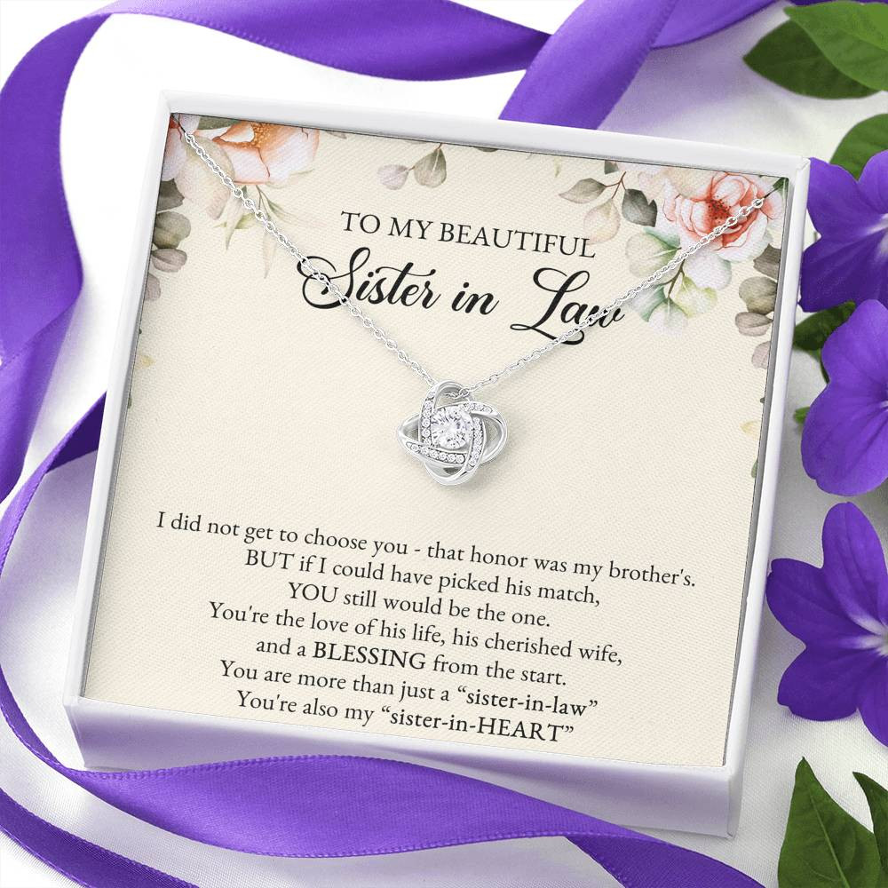 To My Sister-in-law Gifts, I Did Not Choose You, Love Knot Necklace For Women, Birthday Present Idea From Sister