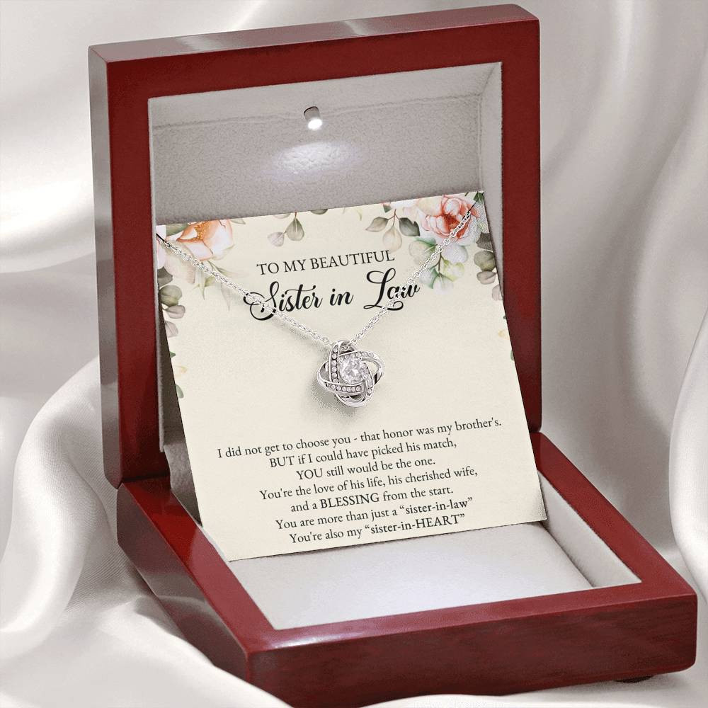 To My Sister-in-law Gifts, I Did Not Choose You, Love Knot Necklace For Women, Birthday Present Idea From Sister