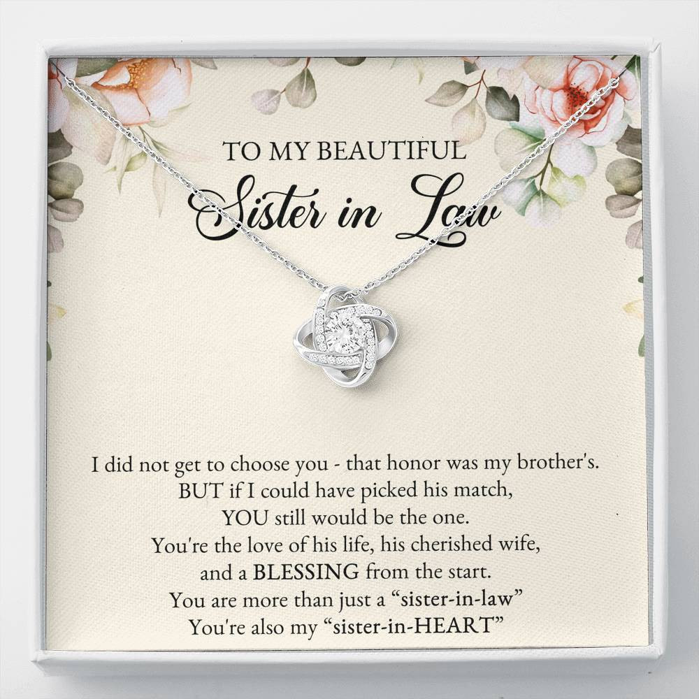 To My Sister-in-law Gifts, I Did Not Choose You, Love Knot Necklace For Women, Birthday Present Idea From Sister