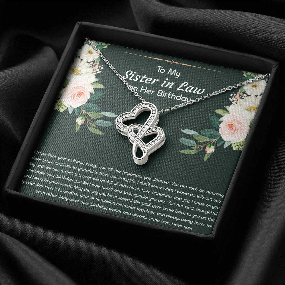 To My Sister-in-law Gifts, I Hope Your Birthday Brings You Happiness, Double Heart Necklace For Women, Birthday Present Idea From Sister