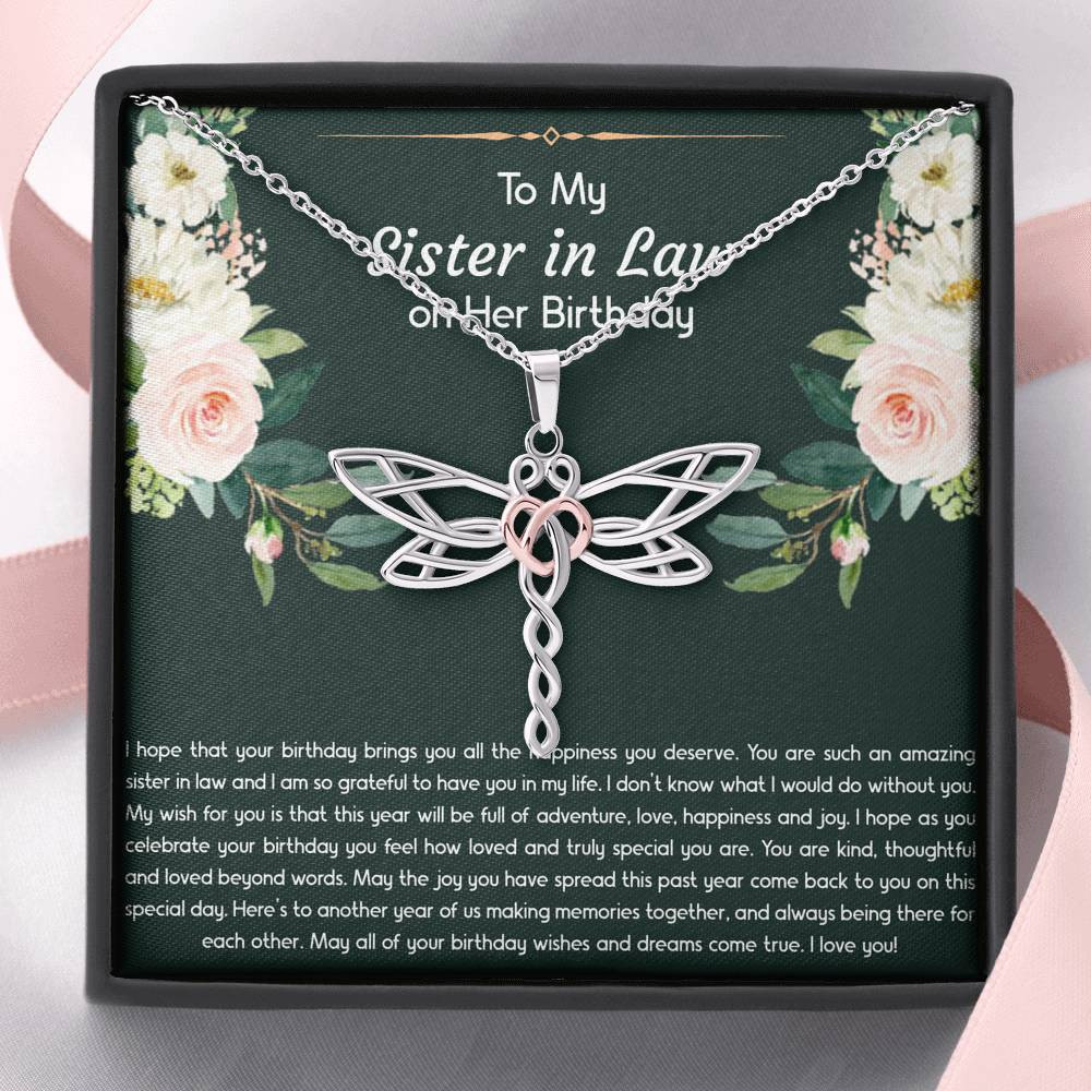 To My Sister-in-law Gifts, I Hope Your Birthday Brings You Happiness, Dragonfly Necklace For Women, Birthday Present Idea From Sister