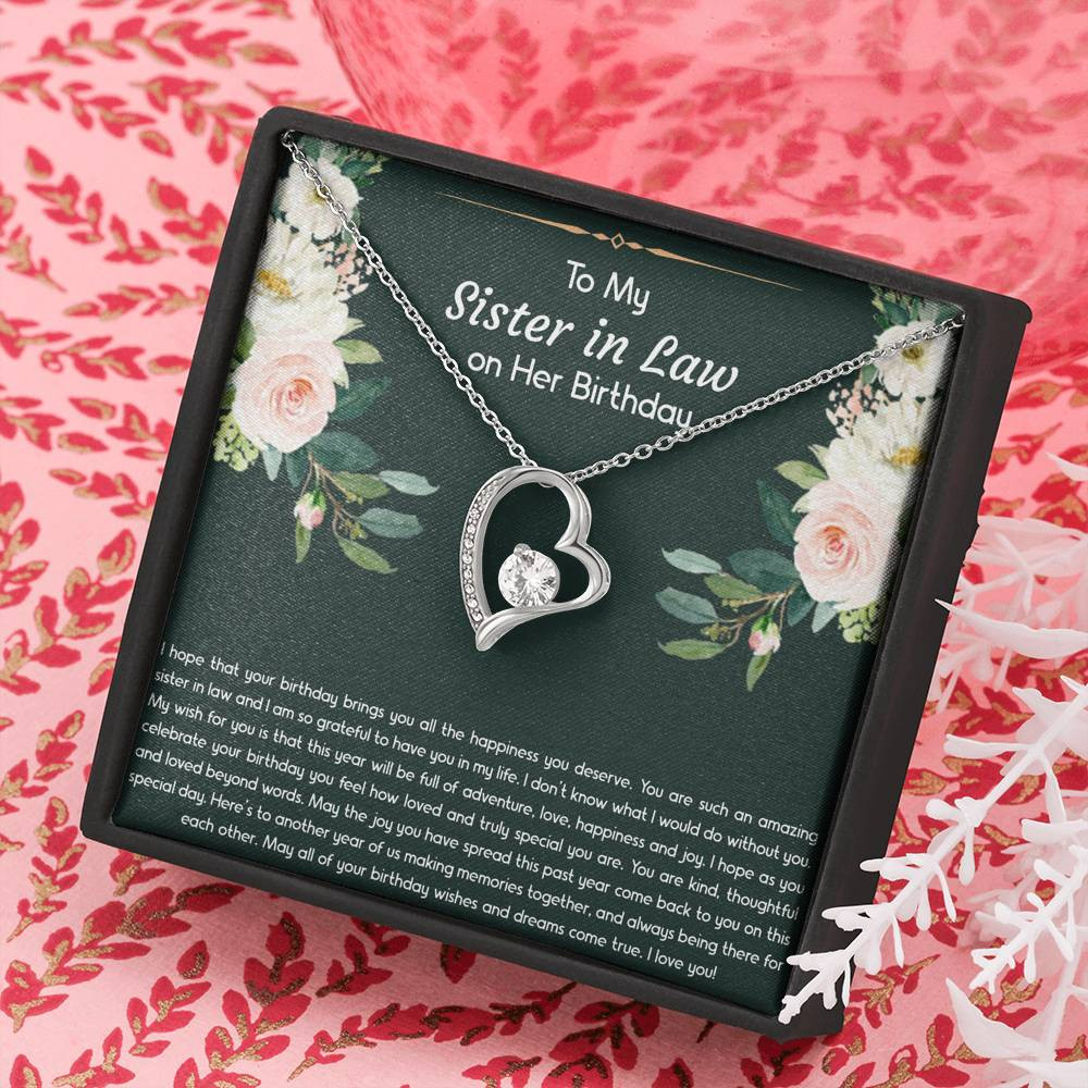 To My Sister-in-law Gifts, I Hope Your Birthday Brings You Happiness, Forever Love Heart Necklace For Women, Birthday Present Idea From Sister