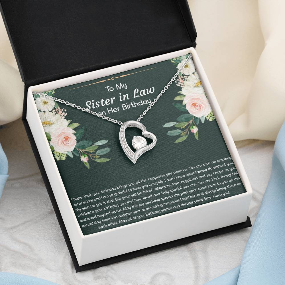 To My Sister-in-law Gifts, I Hope Your Birthday Brings You Happiness, Forever Love Heart Necklace For Women, Birthday Present Idea From Sister