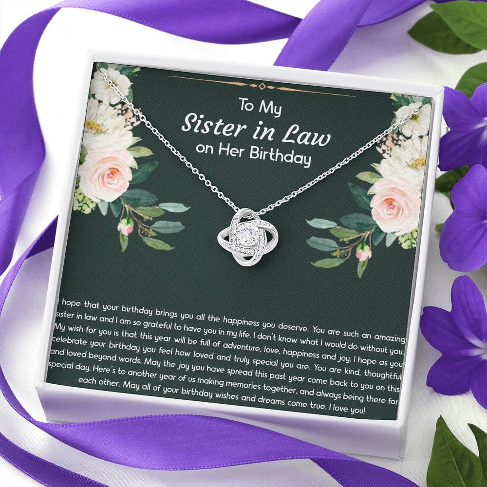 To My Sister-in-law Gifts, I Hope Your Birthday Brings You Happiness, Love Knot Necklace For Women, Birthday Present Idea From Sister