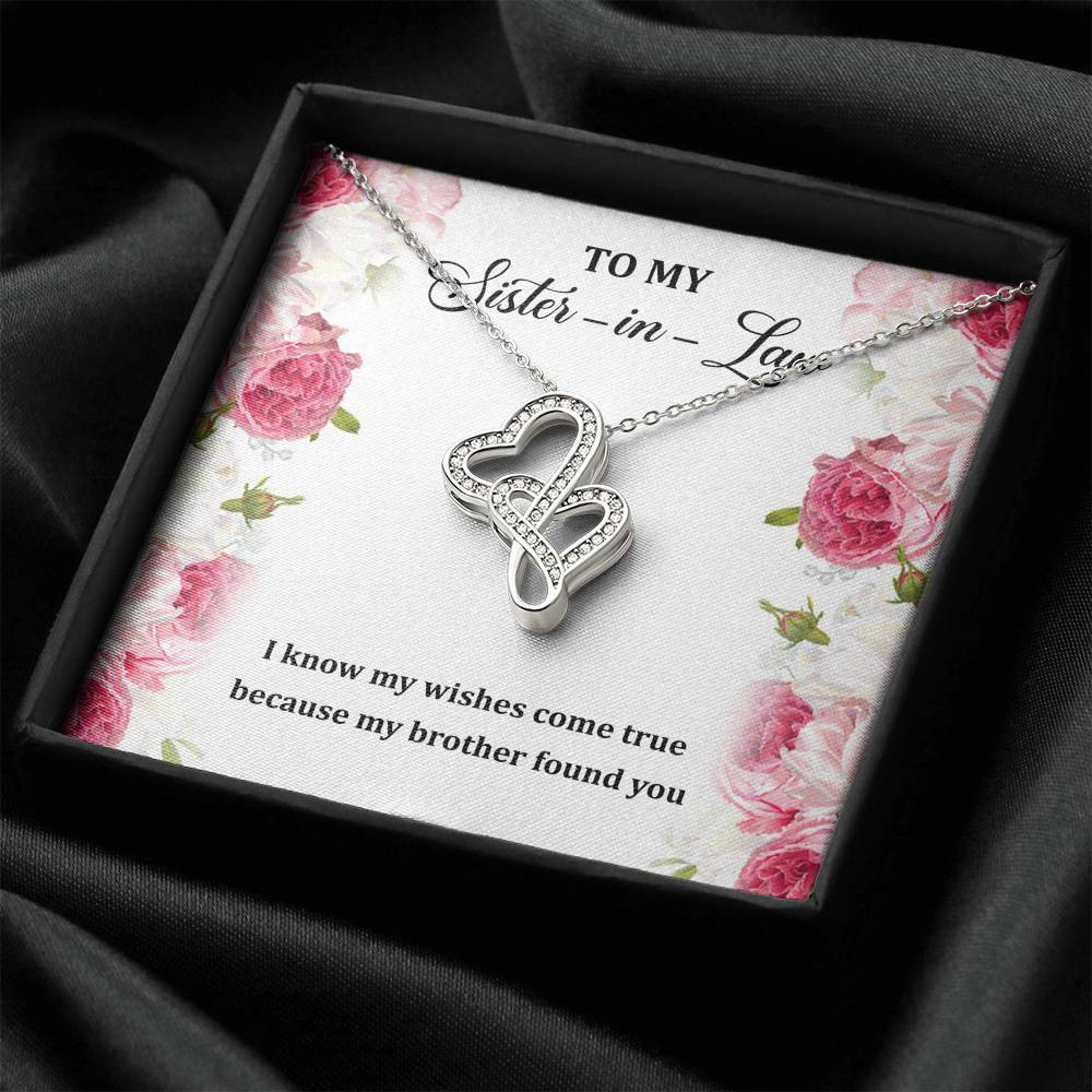 To My Sister-in-law Gifts, My Wishes Come True, Double Heart Necklace For Women, Birthday Present Idea From Sister