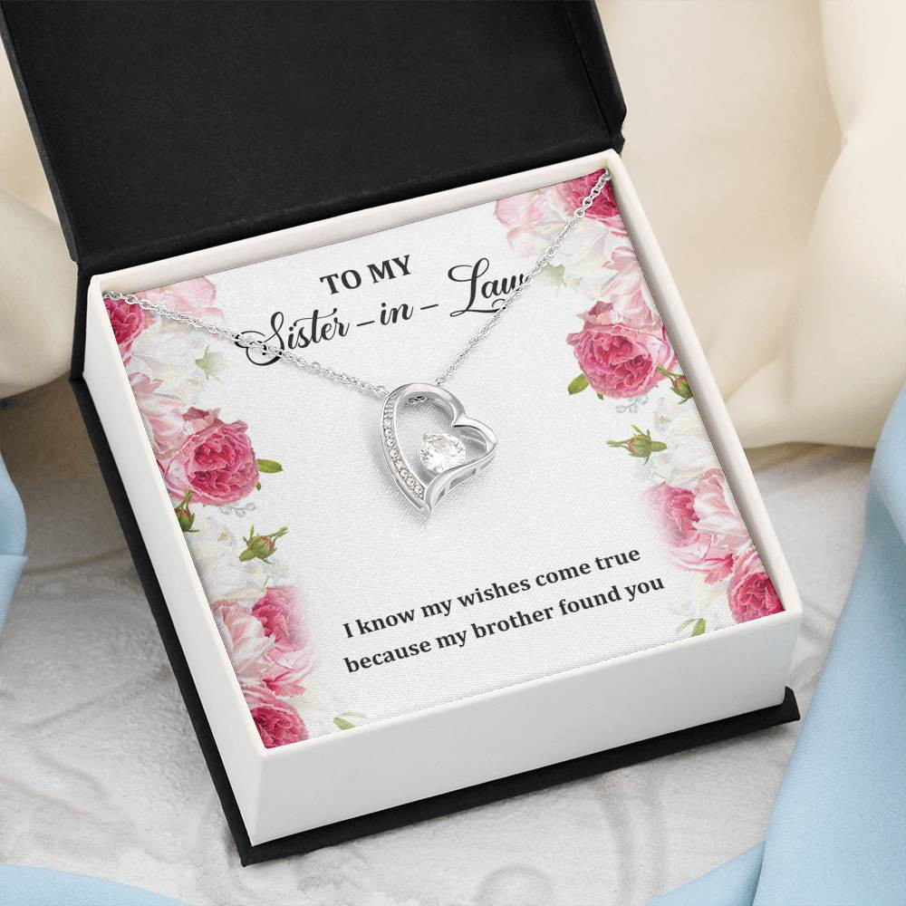 To My Sister-in-law Gifts, My Wishes Come True, Forever Love Heart Necklace For Women, Birthday Present Idea From Sister