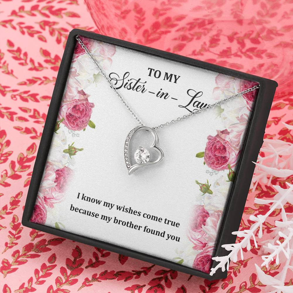 To My Sister-in-law Gifts, My Wishes Come True, Forever Love Heart Necklace For Women, Birthday Present Idea From Sister