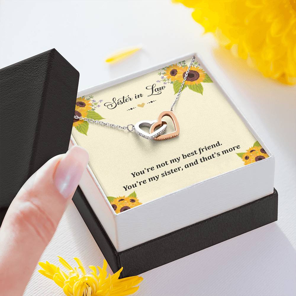 To My Sister-in-law Gifts, You’re Not My Best Friend, Interlocking Heart Necklace For Women, Birthday Present Idea From Sister