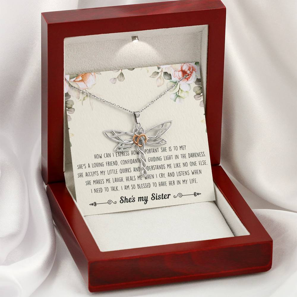 To My Sister Gifts, I Am Blessed To Have Her In My Life, Dragonfly Necklace For Women, Birthday Present Ideas From Sister Brother