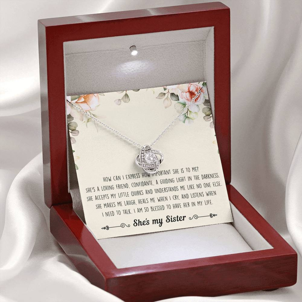 To My Sister Gifts, I Am Blessed To Have Her In My Life, Love Knot Necklace For Women, Birthday Present Ideas From Sister Brother