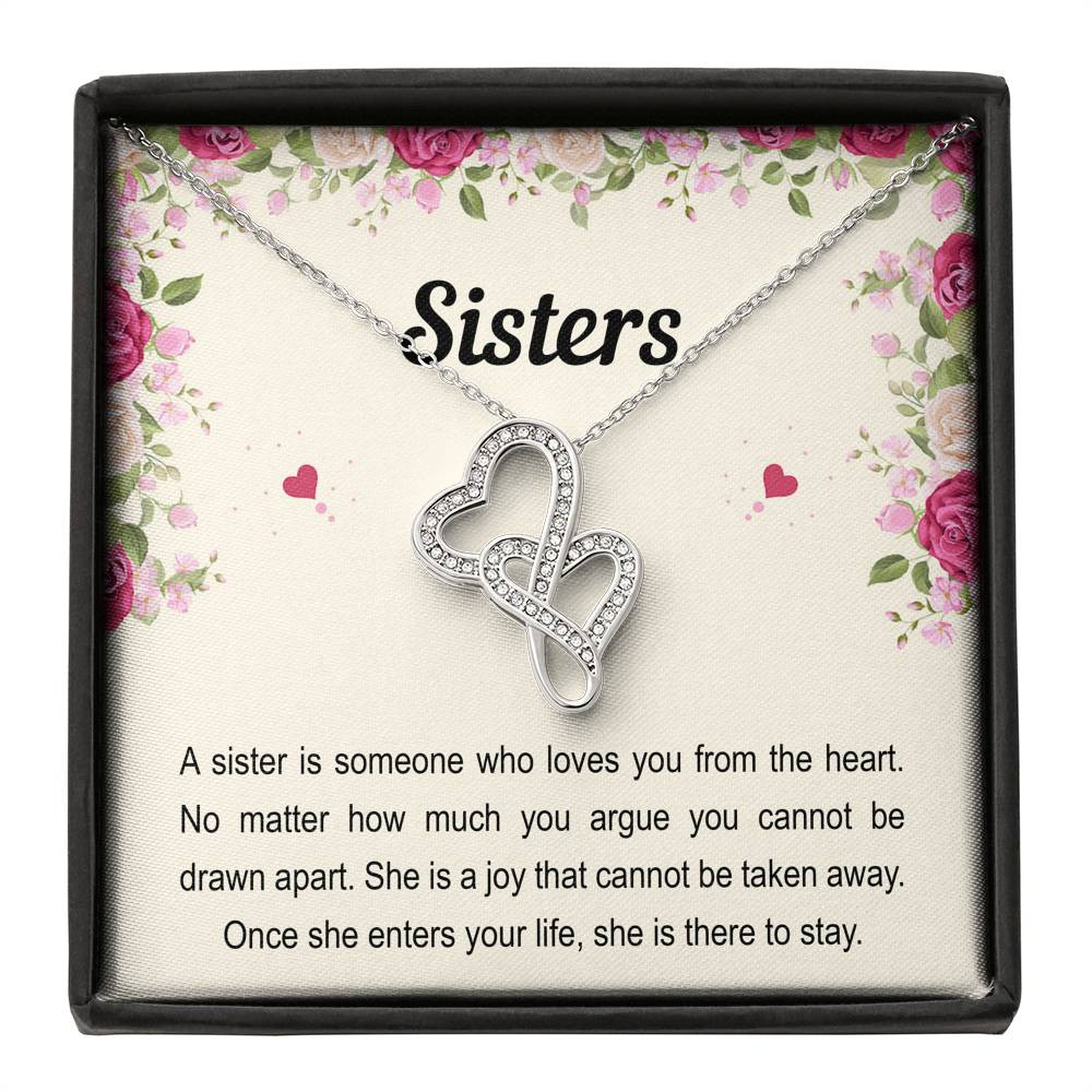 To My Sister Gifts, Someone Who Loves You From The Heart, Double Heart Necklace For Women, Birthday Present Idea From Sister Brother