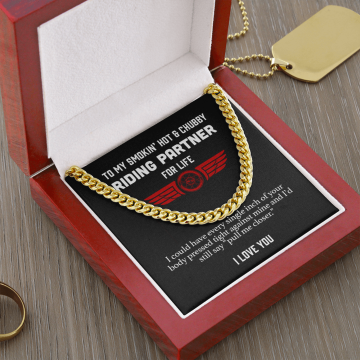 To my Smokin’ Hot Riding Partner Necklace – Pull Me Closer Husband Boyfriend Cuban Link Chain Necklace Gift
