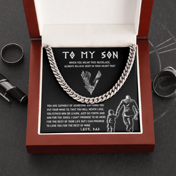 To My Son – Always Believe In Your Heart – Cuban Link Chain Necklace