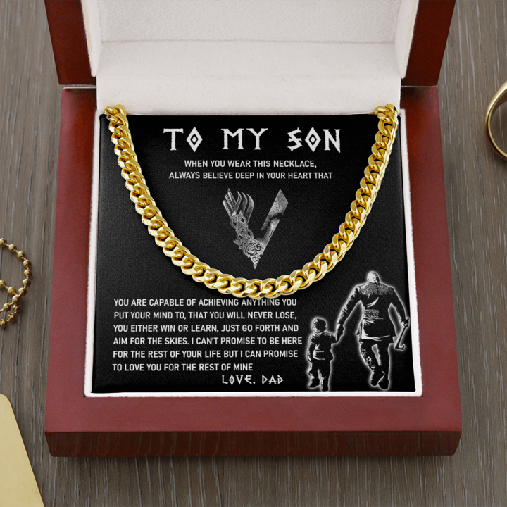 To My Son – Always Believe In Your Heart – Cuban Link Chain Necklace