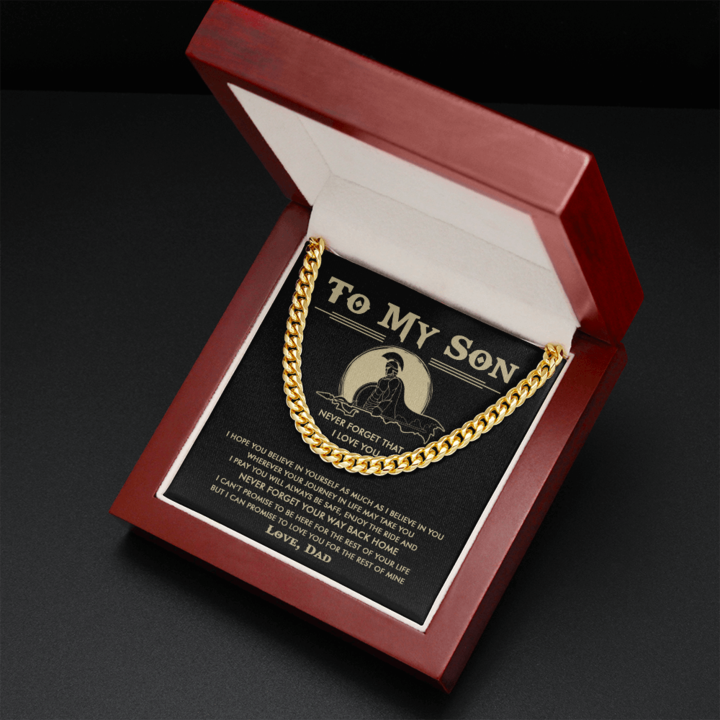 To My Son – Enjoy The Ride And Never Forget Your Way Back Home – Cuban Link Chain Necklace