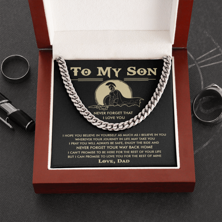 To My Son – Enjoy The Ride And Never Forget Your Way Back Home – Cuban Link Chain Necklace