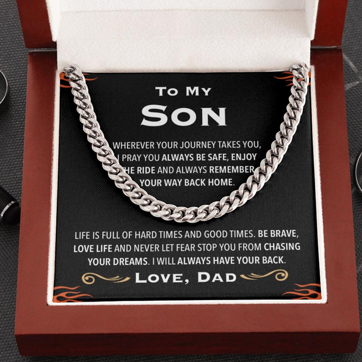 To My Son – I Will Always Have Your Back – Cuban Link Chain Necklace