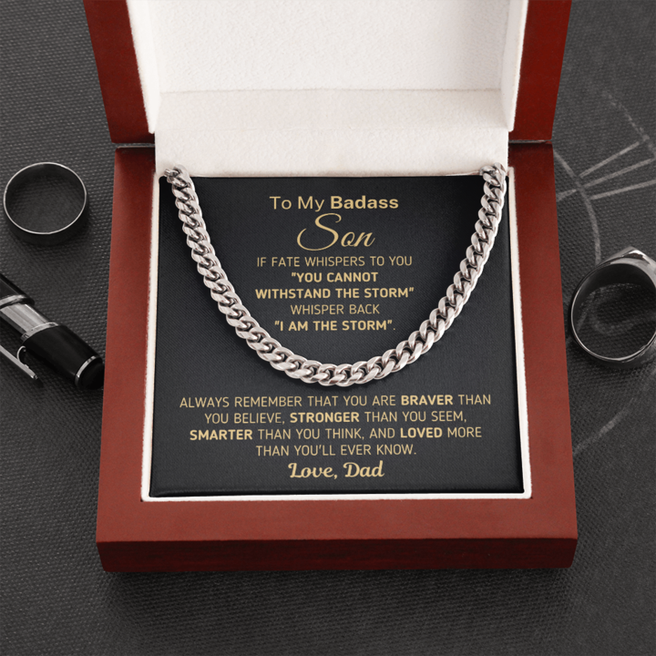 To My Son – Loved More Than You’ll Ever Know – Cuban Link Chain Necklace
