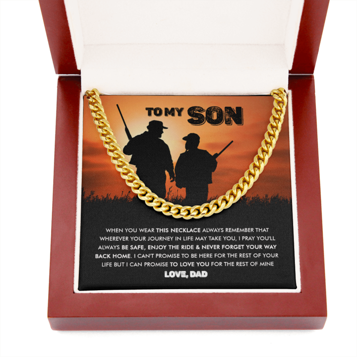 To My Son – Never Forget Your Way Back Home – Cuban Link Chain Necklace