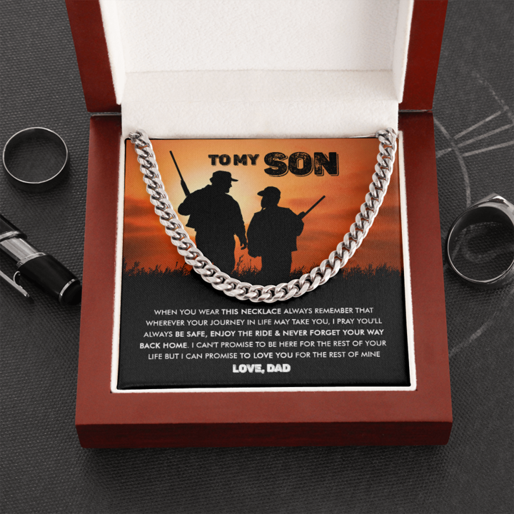 To My Son – Never Forget Your Way Back Home – Cuban Link Chain Necklace