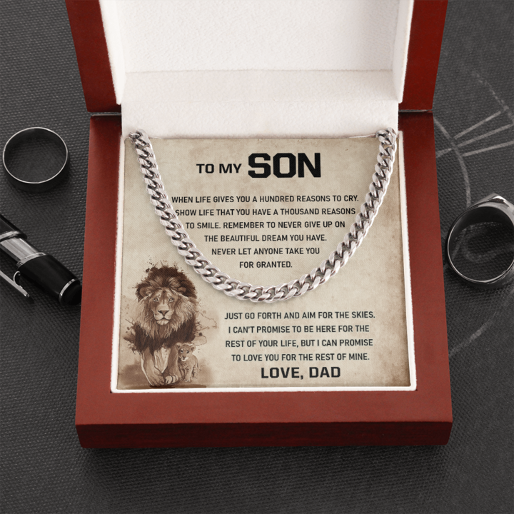 To My Son – Remember To Never Give Up – Cuban Link Chain Necklace
