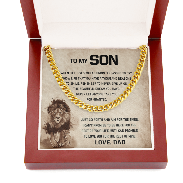 To My Son – Remember To Never Give Up – Cuban Link Chain Necklace