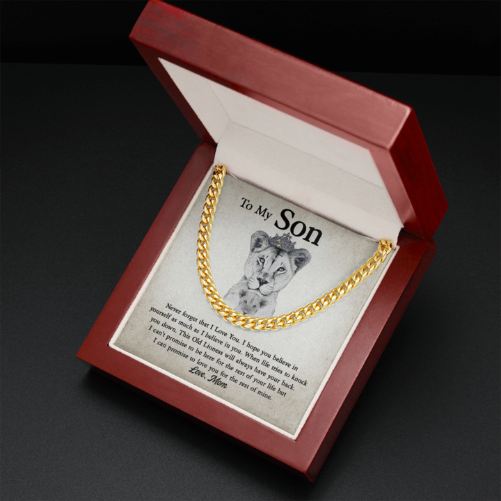 To My Son – This Old Lioness Will Always Have Your Back – Cuban Link Chain Necklace