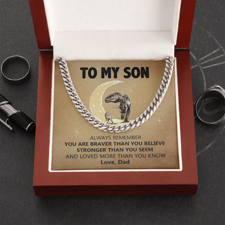 To My Son – You Are Brave Than You Believe – Cuban Link Chain Necklace
