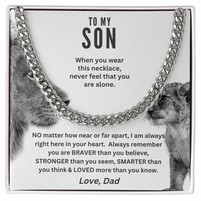 To My Son Cuban Chain Link Necklace, Amazing Gift From Dad To Son, Necklace Gift From Dad