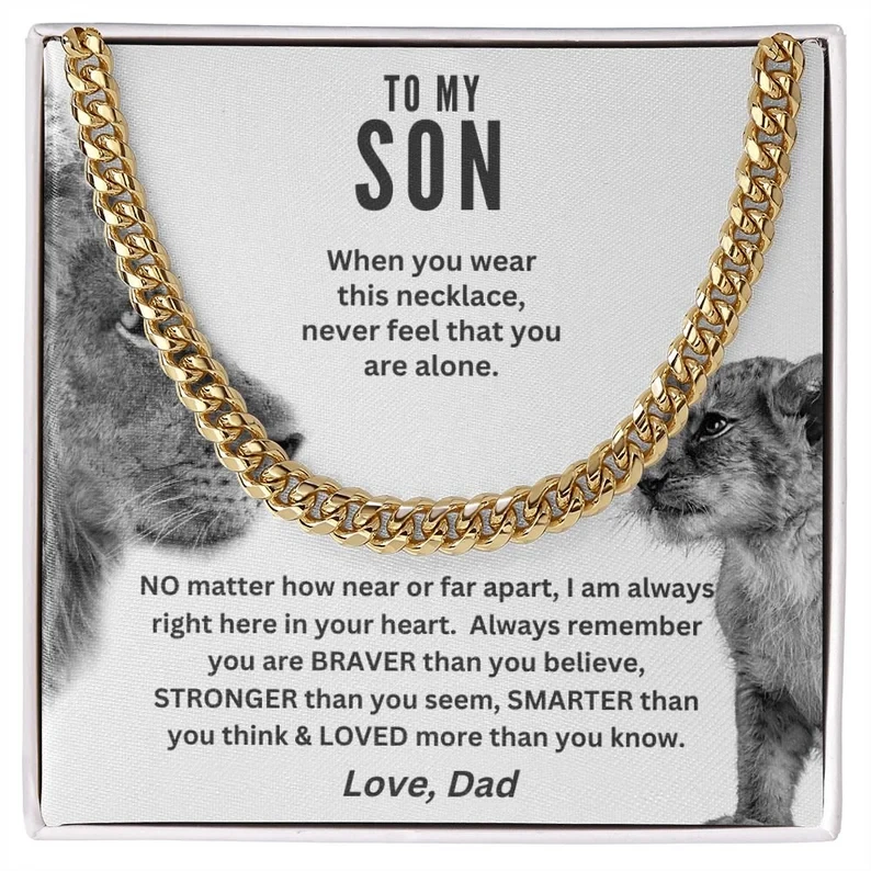 To My Son Cuban Chain Link Necklace, Amazing Gift From Dad To Son, Necklace Gift From Dad