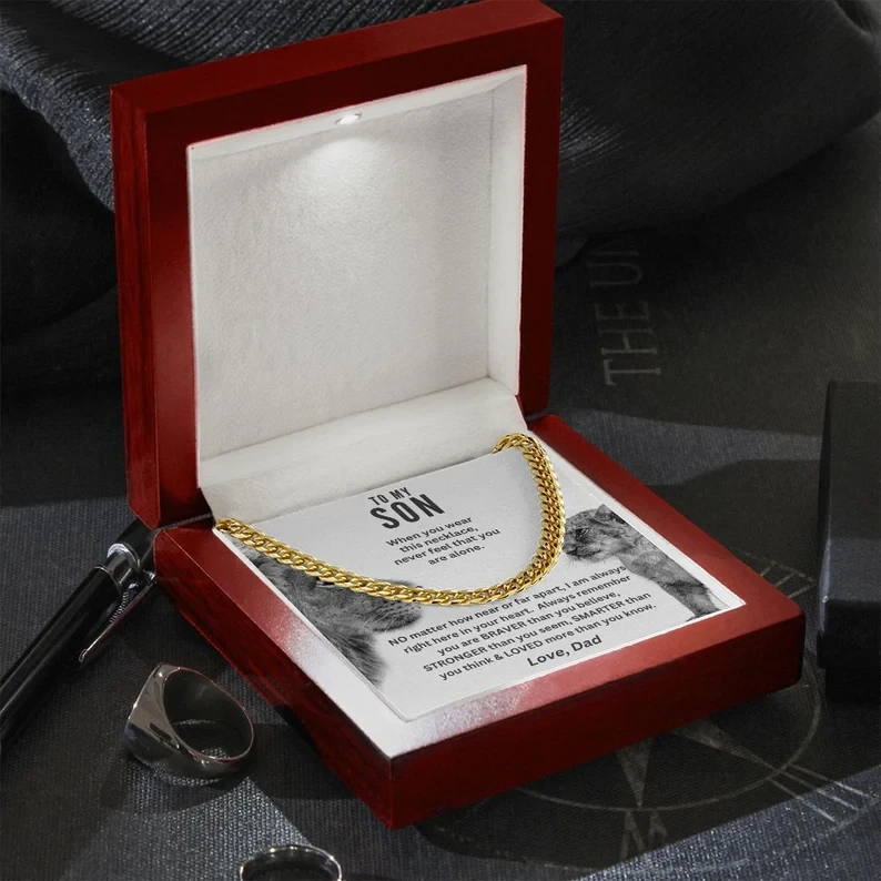 To My Son Cuban Chain Link Necklace, Amazing Gift From Dad To Son, Necklace Gift From Dad