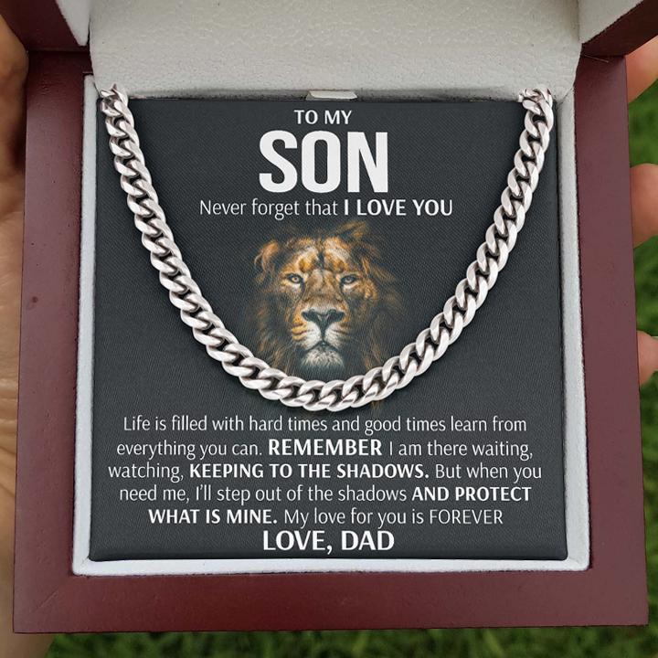 To My Son Necklace – Keeping To The Shadows Cuban Link Chain Necklace Love, Dad