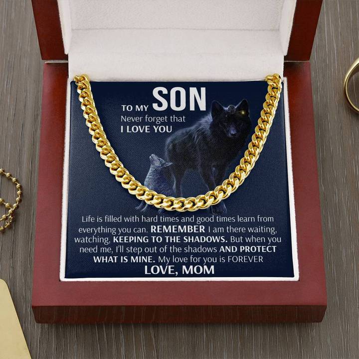 To My Son Necklace – Keeping To The Shadows Cuban Link Chain Necklace Love, Mom