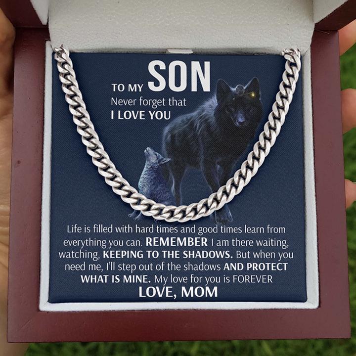 To My Son Necklace – Keeping To The Shadows Cuban Link Chain Necklace Love, Mom