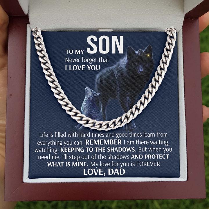 To My Son Necklace – Keeping To The Shadows From Dad Cuban Link Chain Necklace
