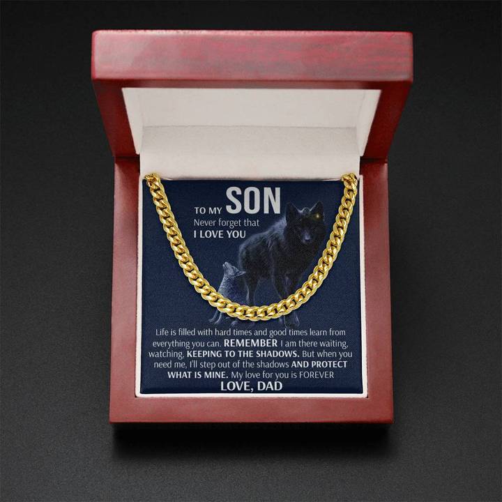 To My Son Necklace – Keeping To The Shadows From Dad Cuban Link Chain Necklace