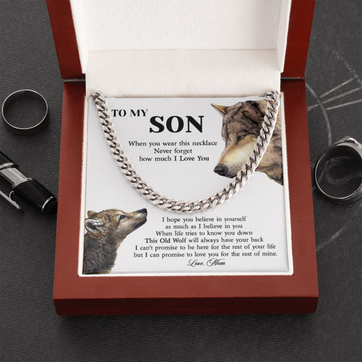 To My Son Necklace – Never Forget How Much I Love You – Cuban Link Chain Necklace
