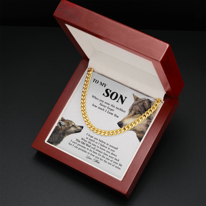 To My Son Necklace – Never Forget How Much I Love You – Cuban Link Chain Necklace