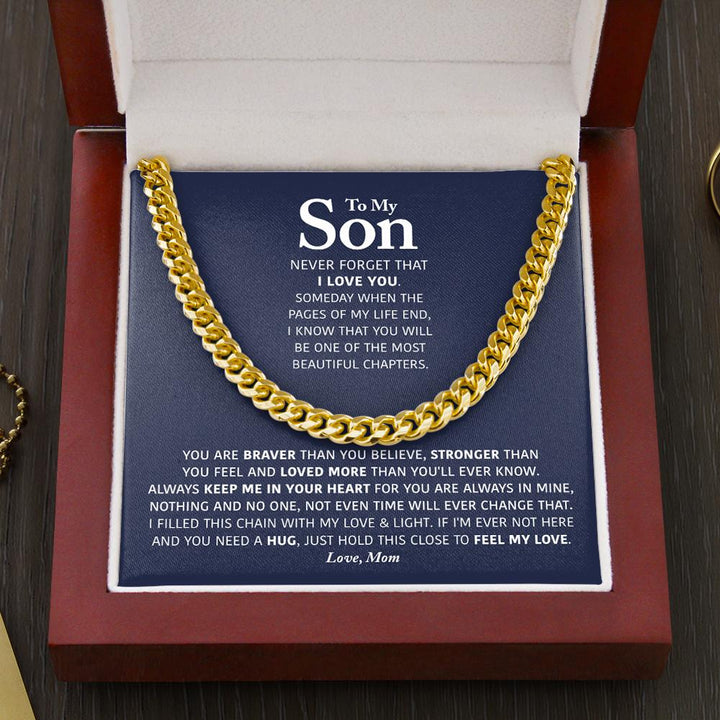 To my Son Necklace From Mom – Always keep me in your heart Love , Mom Cuban Link Chain Necklace