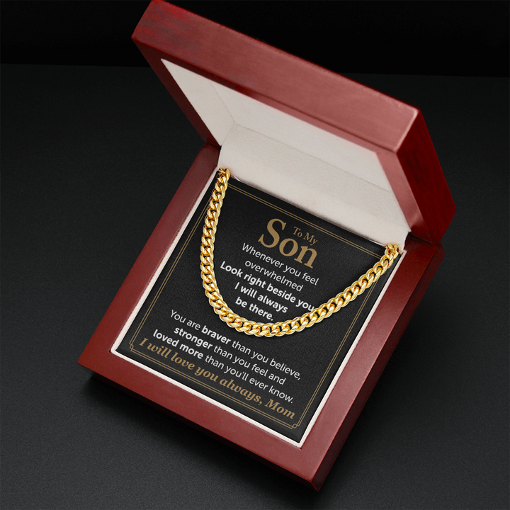 To My Son Necklace From Mom – I will love you always, Mom Cuban Link Chain Necklace