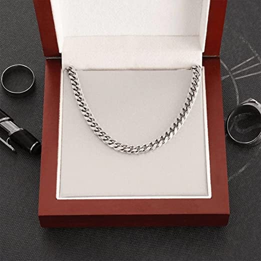 To My Son Stainless Steel Cuban Chain Necklace, Father Mother To Son Gifts, Gifts for Son Birthday