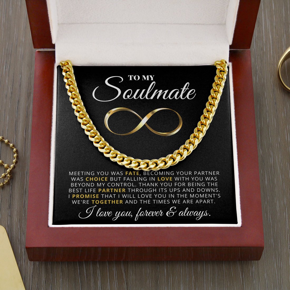 To My Soulmate Cuban Link Chain My Choice Love You Forever & Always Boyfriend Necklace