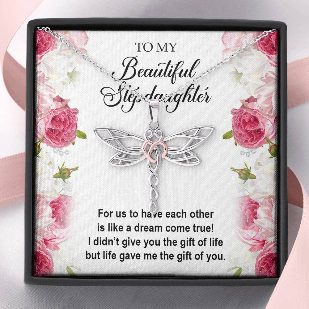 To My Stepdaughter Gifts, For Us To Have Each Other, Dragonfly Necklace For Women, Birthday Present Idea From Stepmom Stepdad