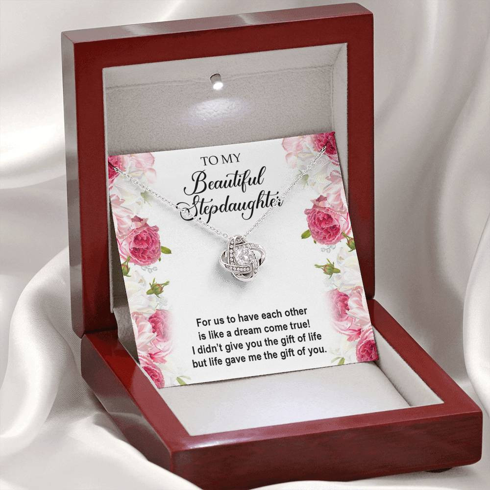 To My Stepdaughter Gifts, For Us To Have Each Other, Love Knot Necklace For Women, Birthday Present Idea From Stepmom Stepdad