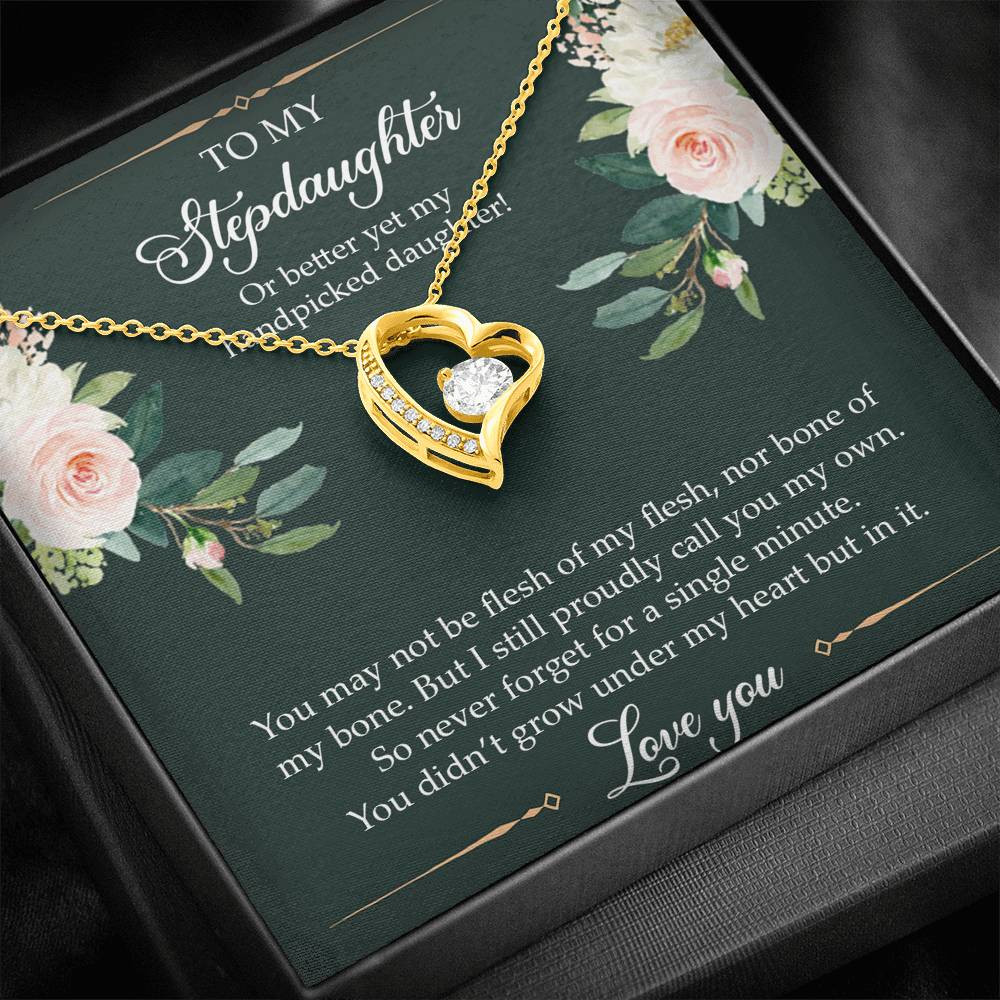 To My Stepdaughter Gifts, You May Not Be Flesh Of My Flesh, Forever Love Heart Necklace For Women, Birthday Present Idea From Stepmom Stepdad