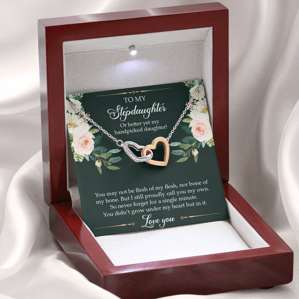 To My Stepdaughter Gifts, You May Not Be Flesh Of My Flesh, Interlocking Heart Necklace For Women, Birthday Present Idea From Stepmom Stepdad