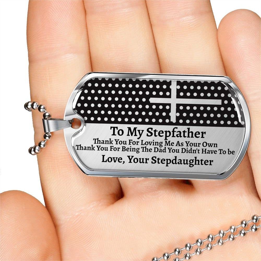 To My Stepfather Dog Tag Necklace, Gift For Stepfather, Bonus Dad Gifts For Father’s Day, Necklace Gift For Dad