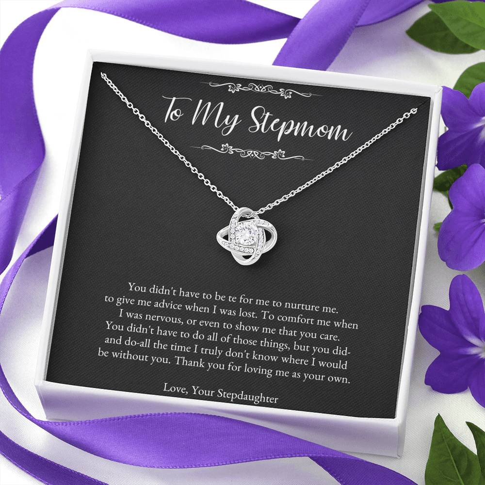To My Stepmom Gifts, Thank You For Loving Me, Love Knot Necklace For Women, Birthday Mothers Day Present From Stepdaughter