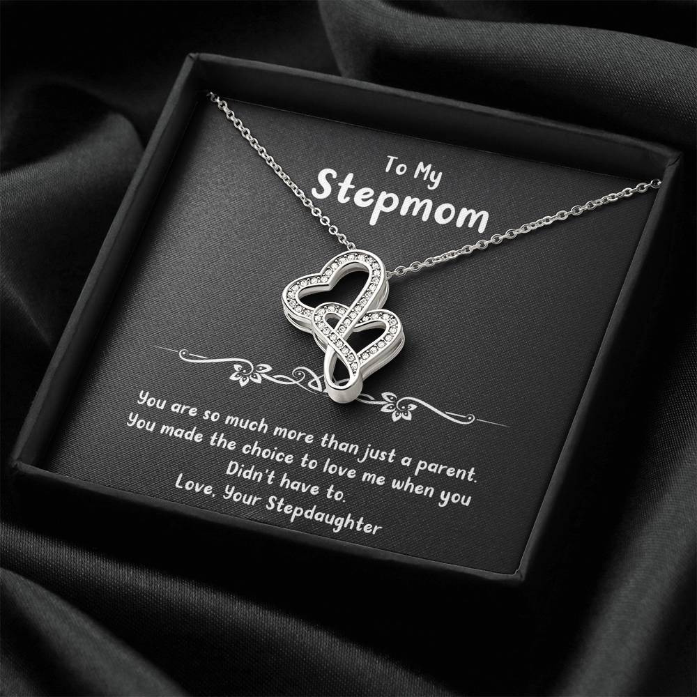 To My Stepmom Gifts, You Are More Than Just A Parent, Double Heart Necklace For Women, Birthday Mothers Day Present From Stepdaughter